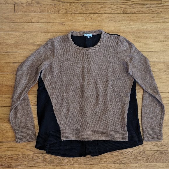 Madewell Colorblock Sweater with Zip-back Tan and Black Size L - Picture 14 of 15